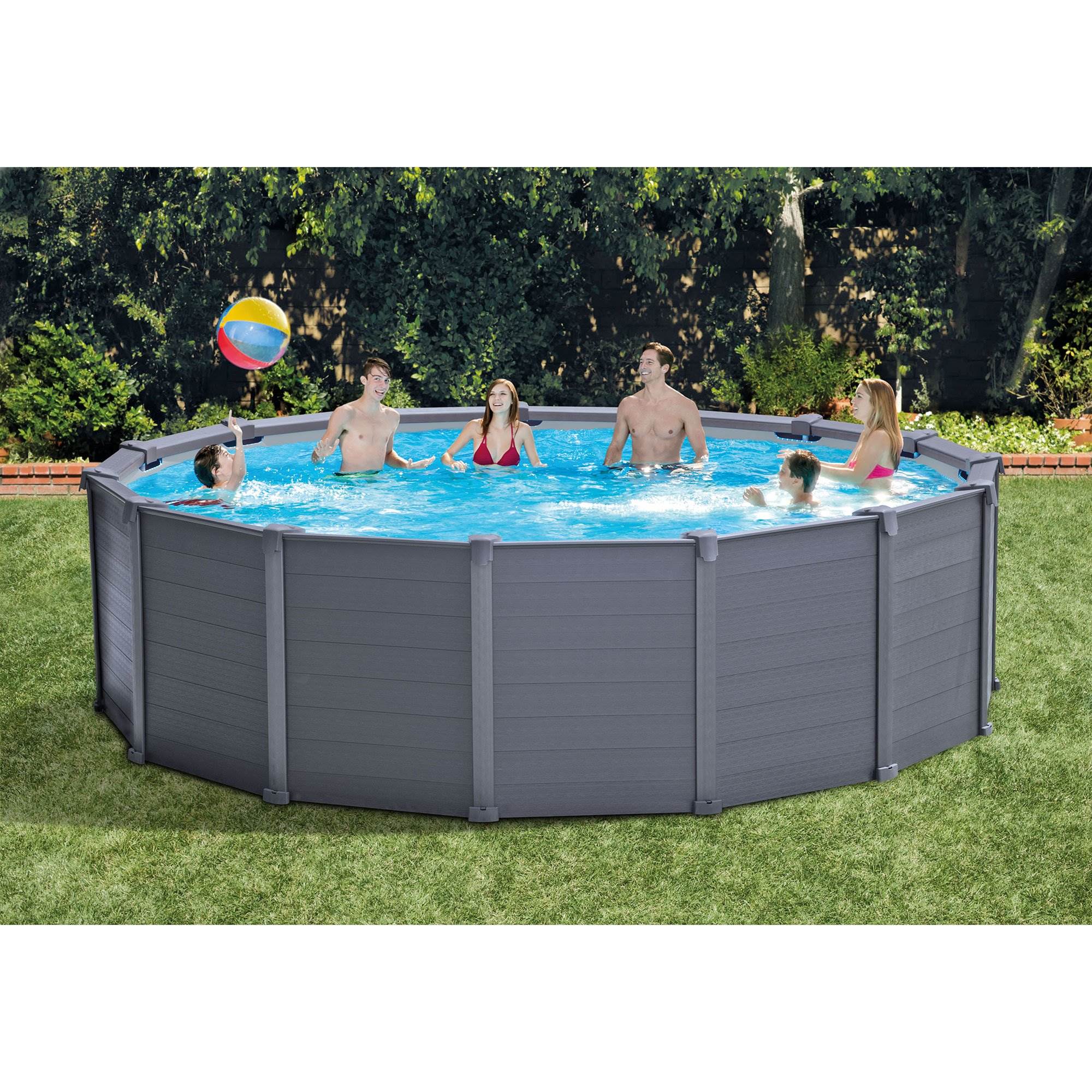15ft Round Above Ground Graphite Gray Panel Intex Kit